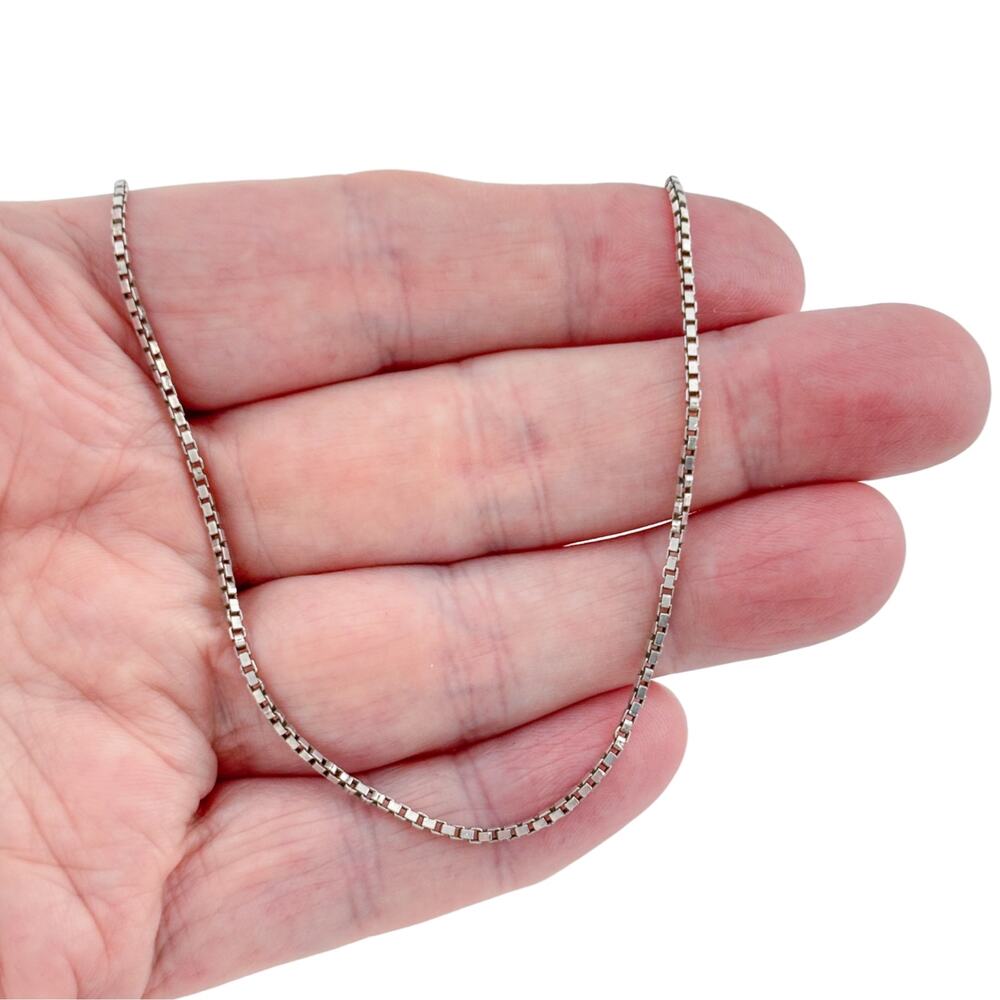 Vintage Italy Sterling Silver 925 Box Chain Necklace 30.5"